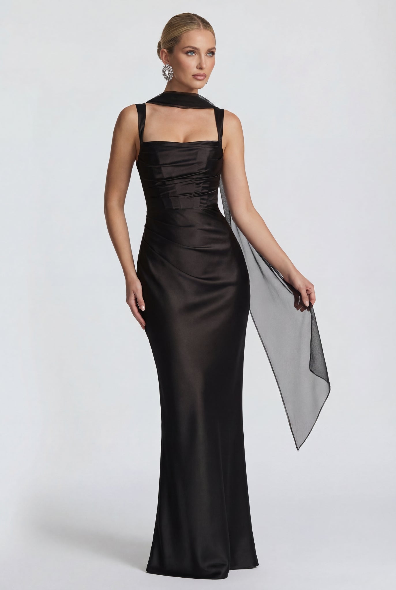 Azzurra Satin Maxi Dress Black