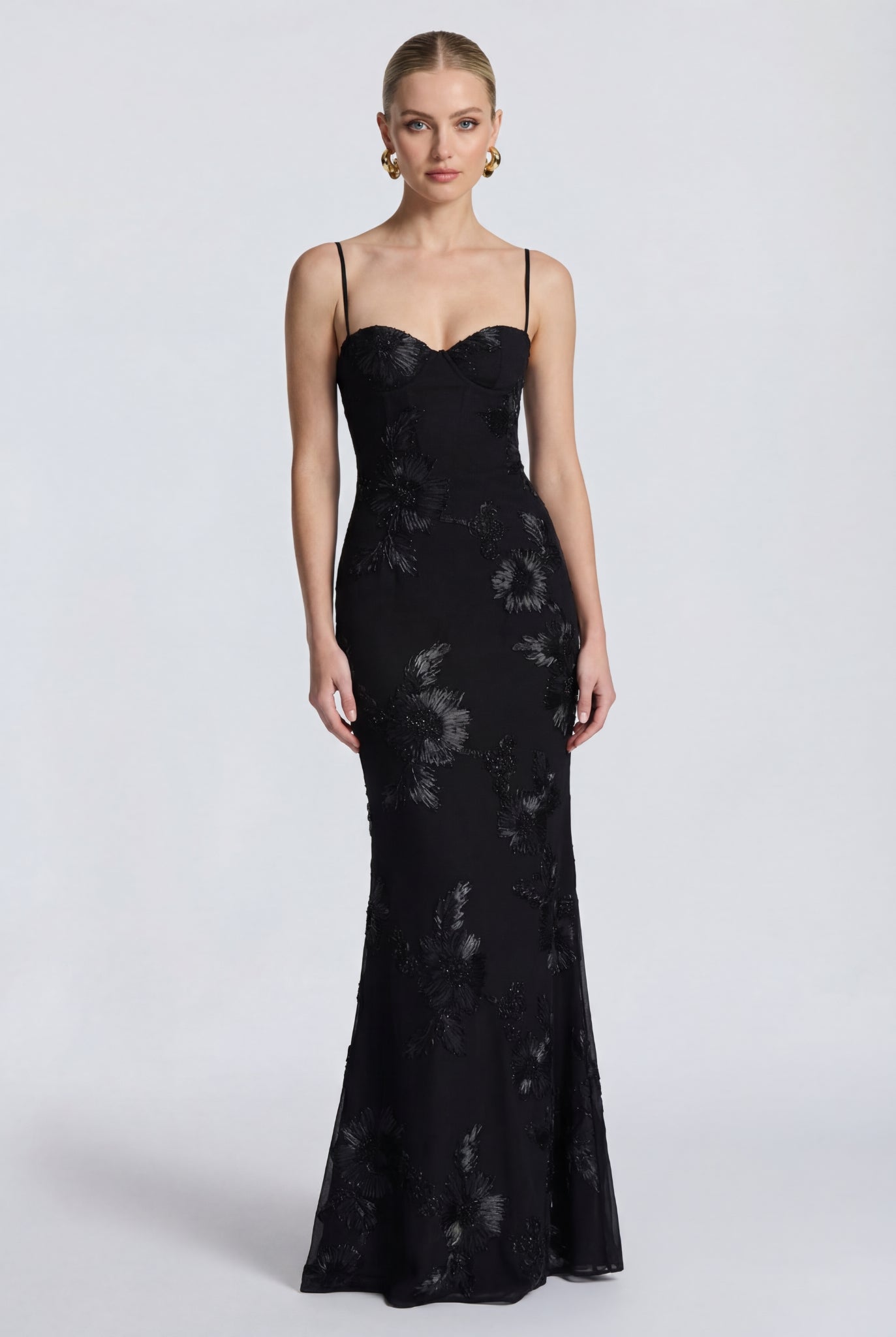Aurelia Embroidered Maxi Dress Black