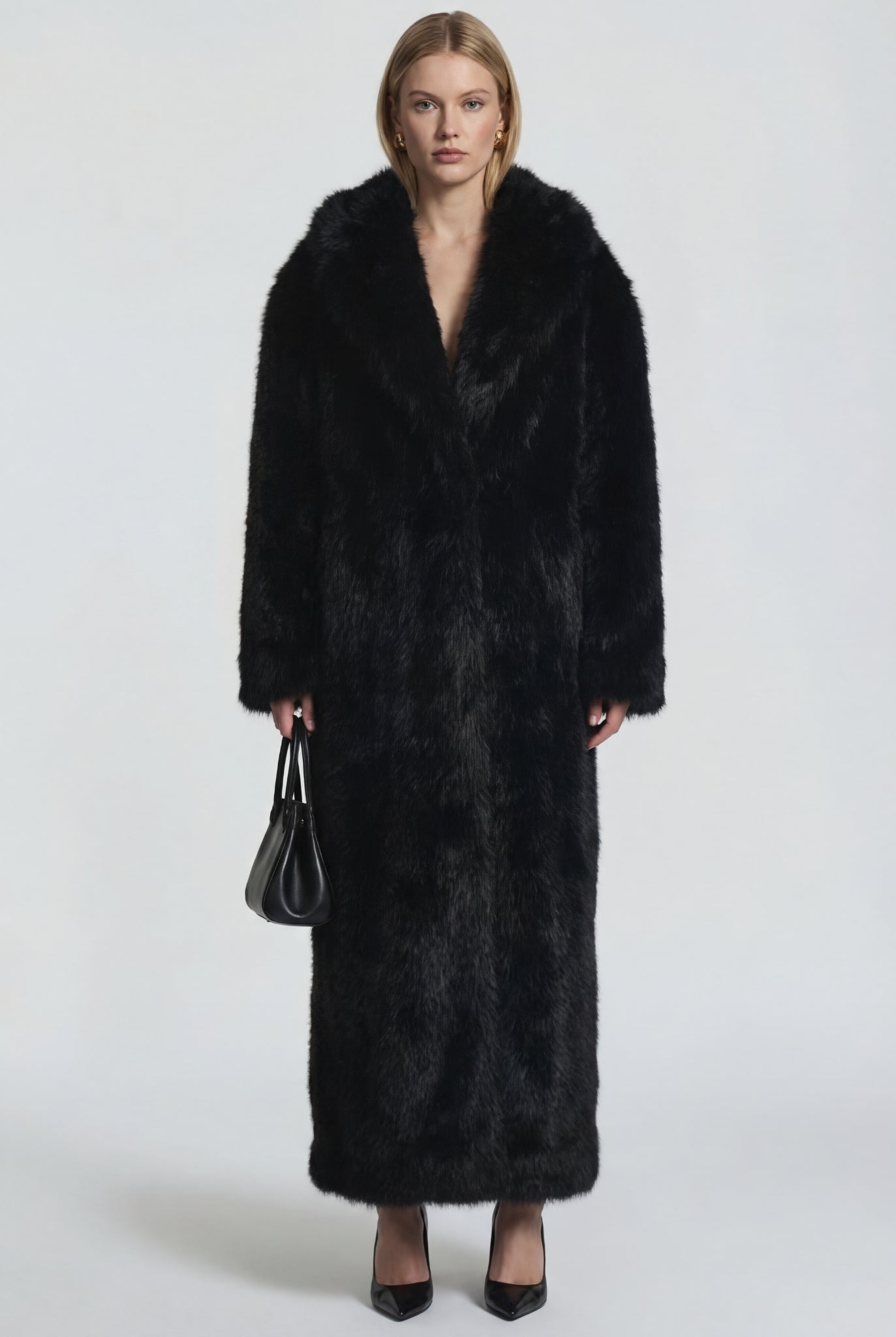 Lucia Faux Fur Maxi Coat Black