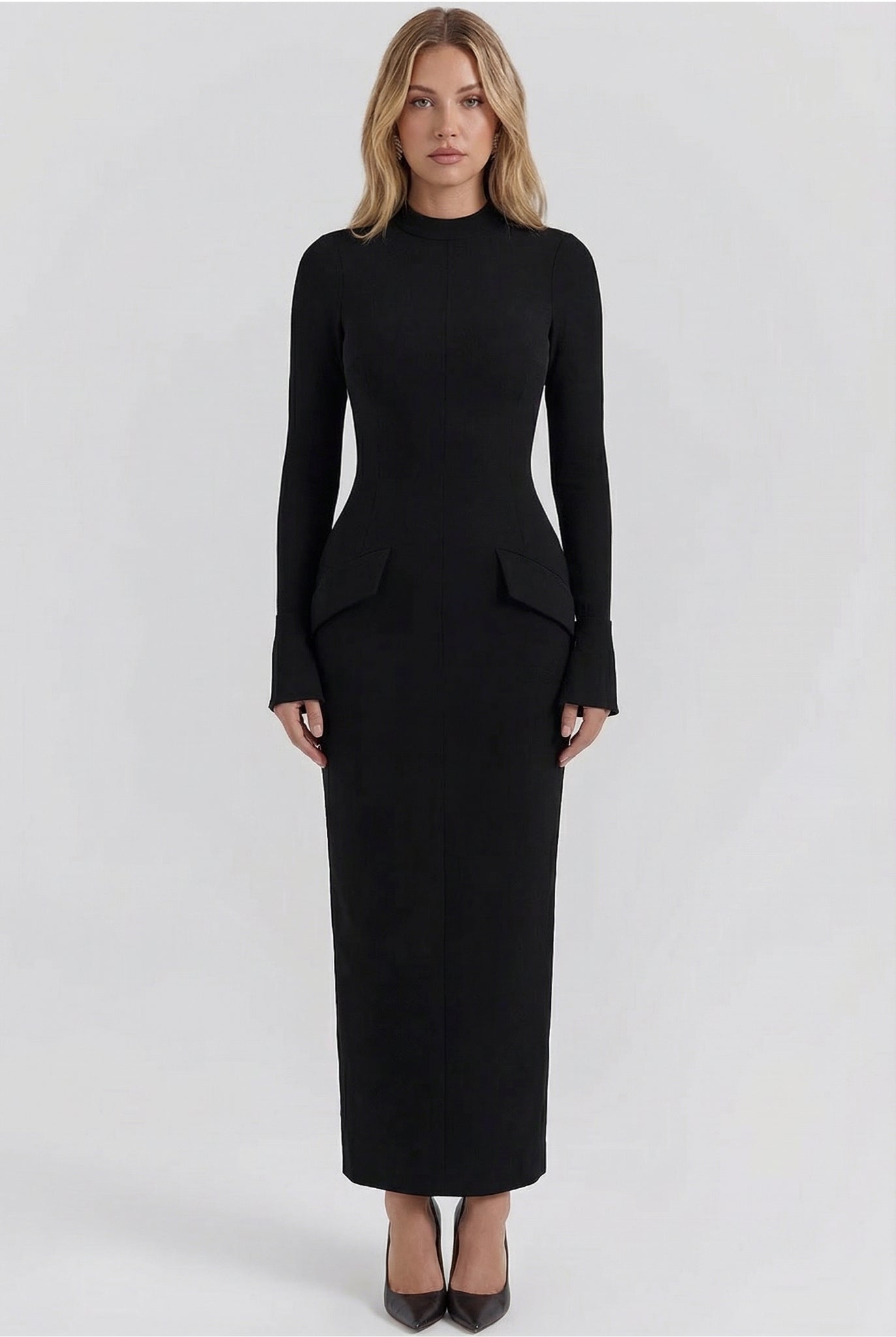 Verona Long Sleeve Maxi Dress Black