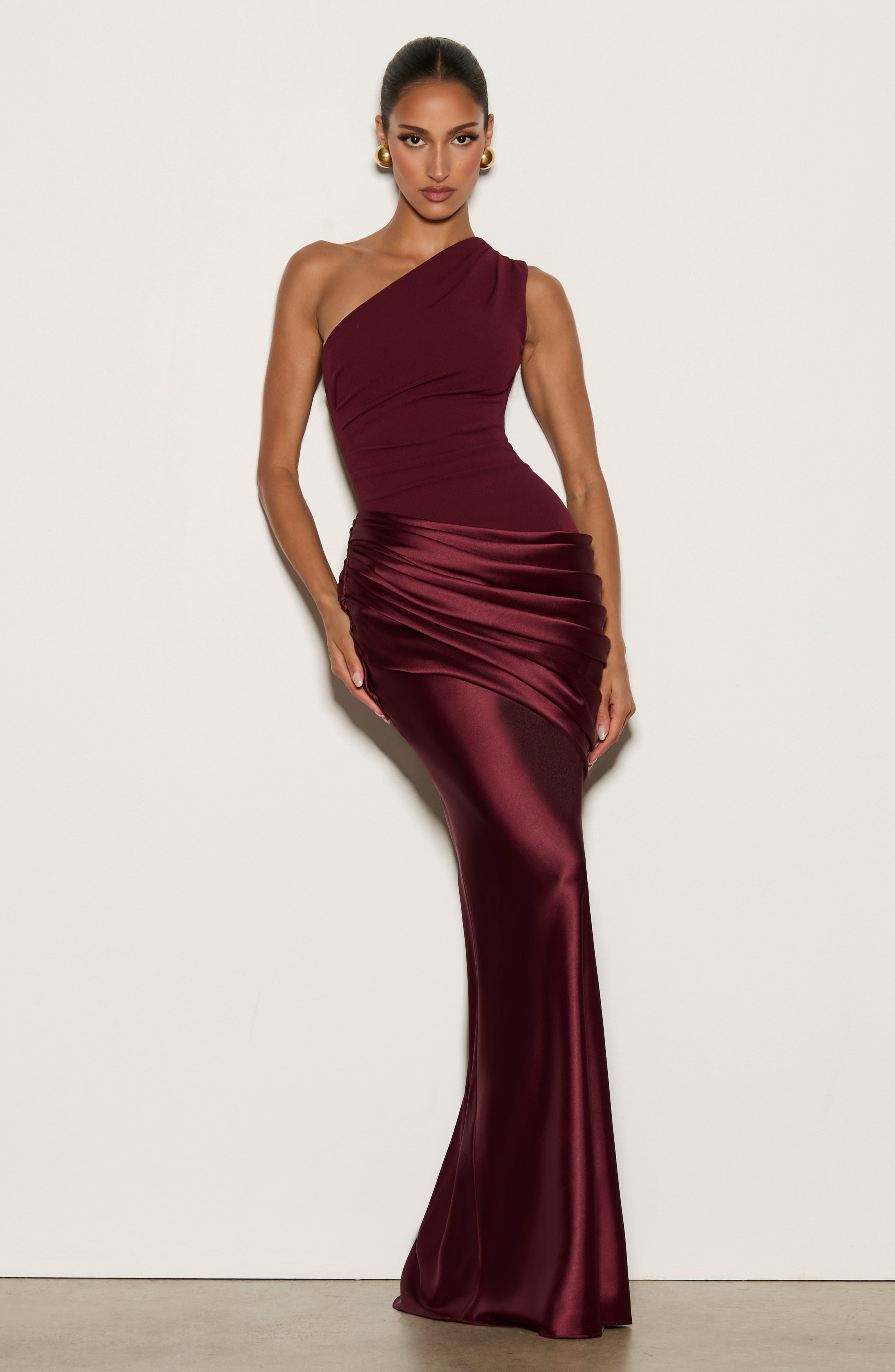 Pink Baby Sadona Maxi Dress in Cherry Lacquer, flowing fabric with a stylish design, perfect for elegant occasions.