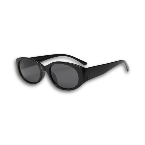 Pink Baby Kairo black sunglasses with round lenses and sleek black frames, stylish eyewear for sun protection.