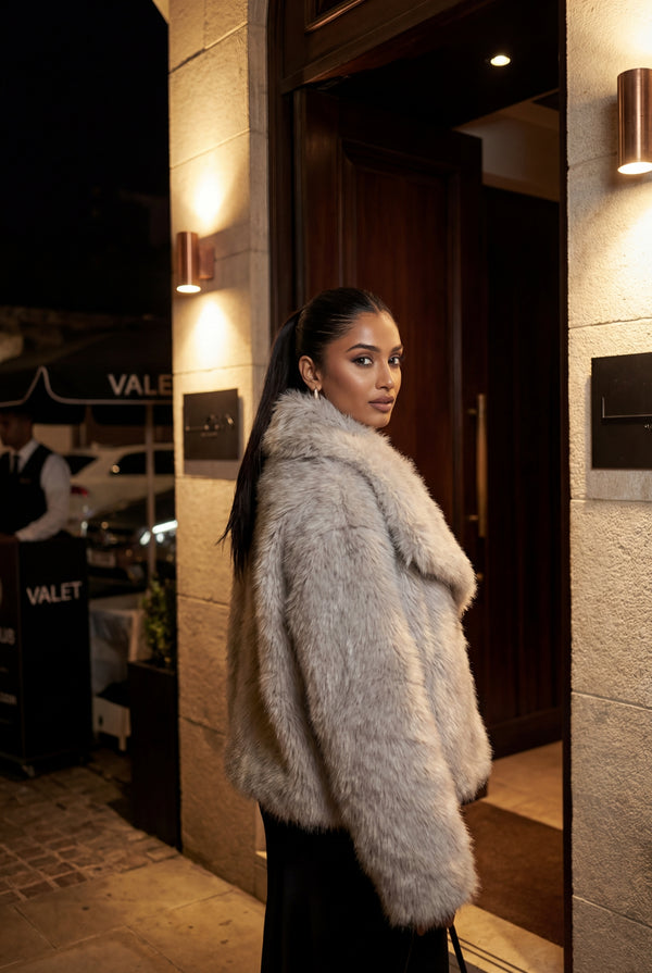 Cervinia Faux Fur Jacket Grey