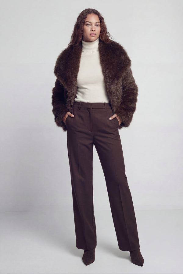 Cervinia Faux Fur Jacket Brown