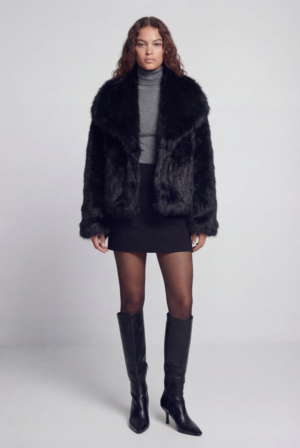 Cervinia Faux Fur Jacket Black