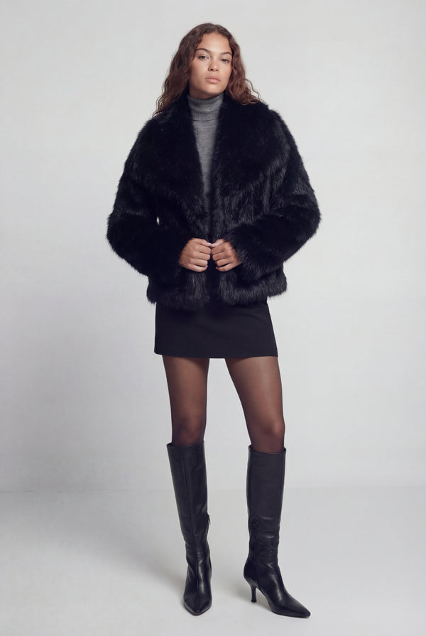 Cervinia Faux Fur Jacket Black