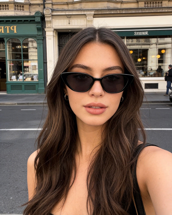 Pink Baby The Juno black sunglasses with round frames and dark tinted lenses for stylish sun protection.