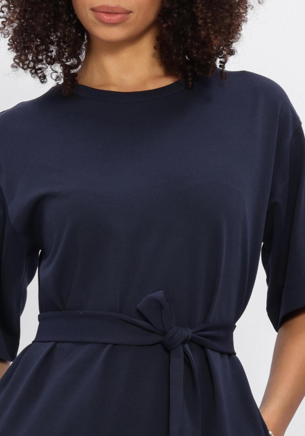 Pink Baby Noela Belted Maxi T-Shirt Dress in navy, featuring a relaxed fit and waist belt, perfect for casual wear.