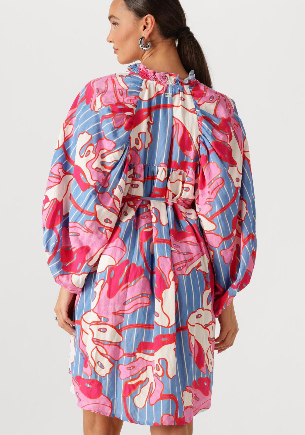 Pink Baby Paloma abstract print belted mini dress in pink and blue, featuring a stylish design and fashionable silhouette.