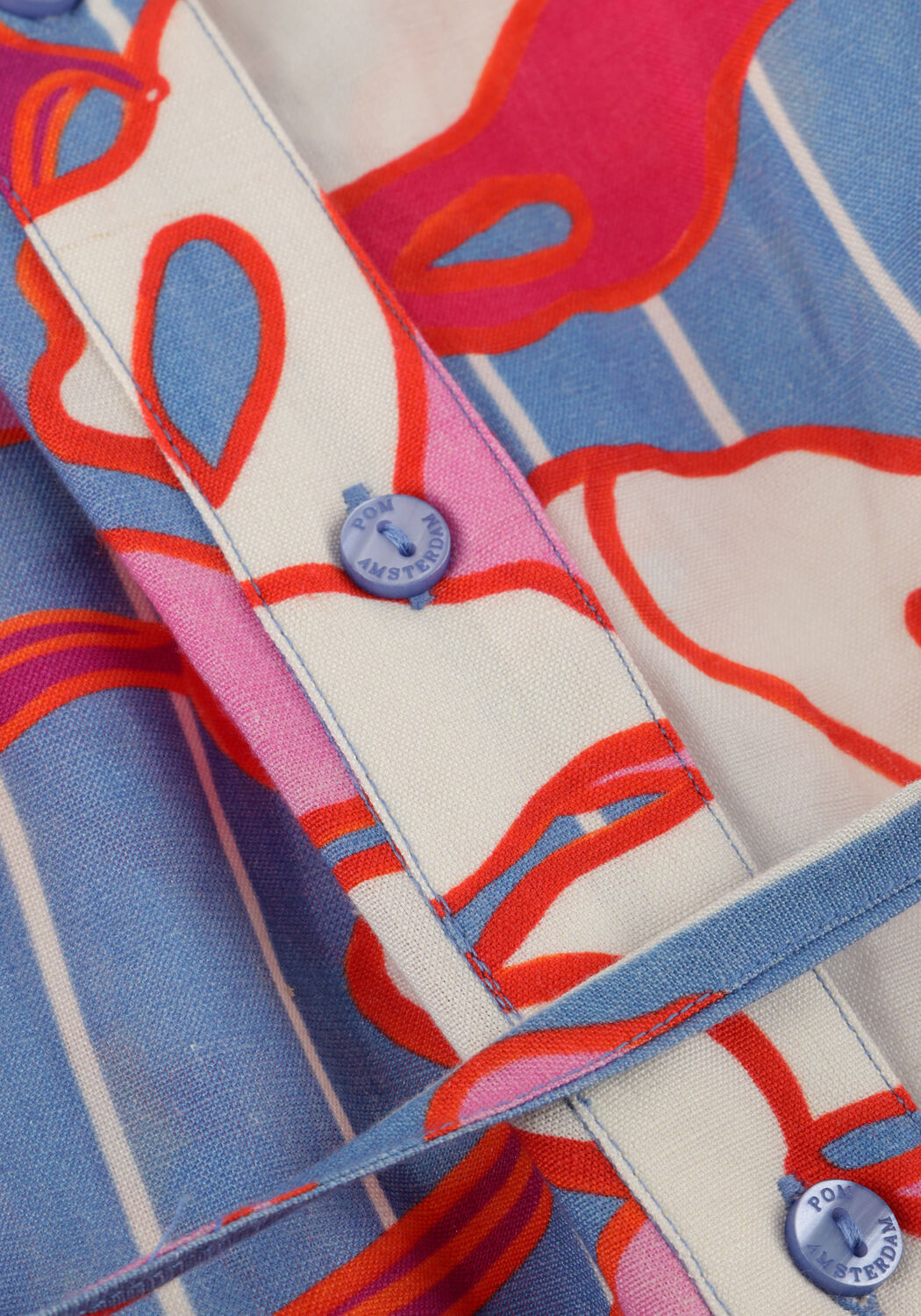 Pink Baby Paloma abstract print belted mini dress in pink and blue, featuring a stylish design and a comfortable fit.