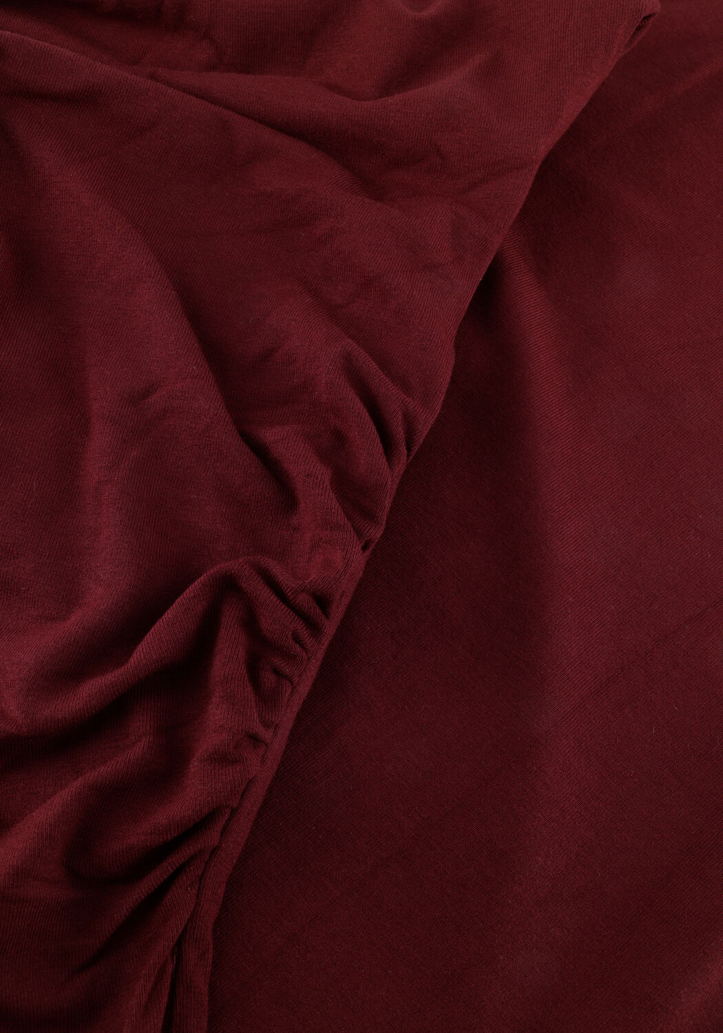 Pink Baby burgundy Valentine draped one-shoulder midi dress, showcasing elegant fabric and stylish asymmetrical design.