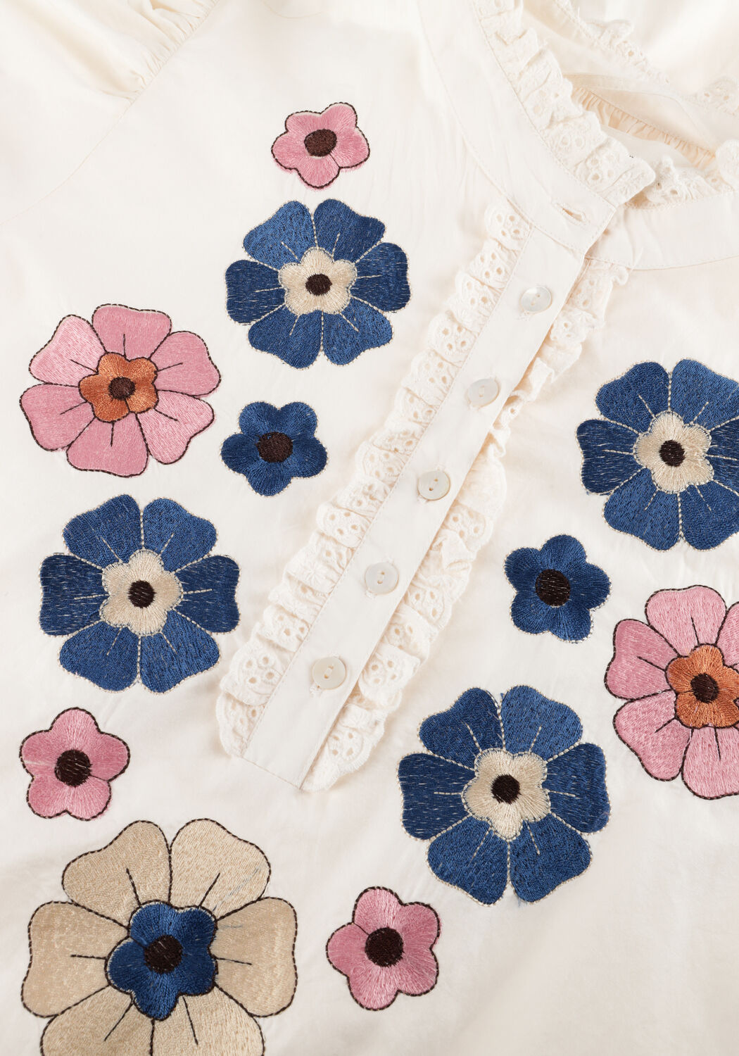 Eliana floral embroidered belted ivory maxi dress by Pink Baby, featuring delicate embroidery and a flowing silhouette.