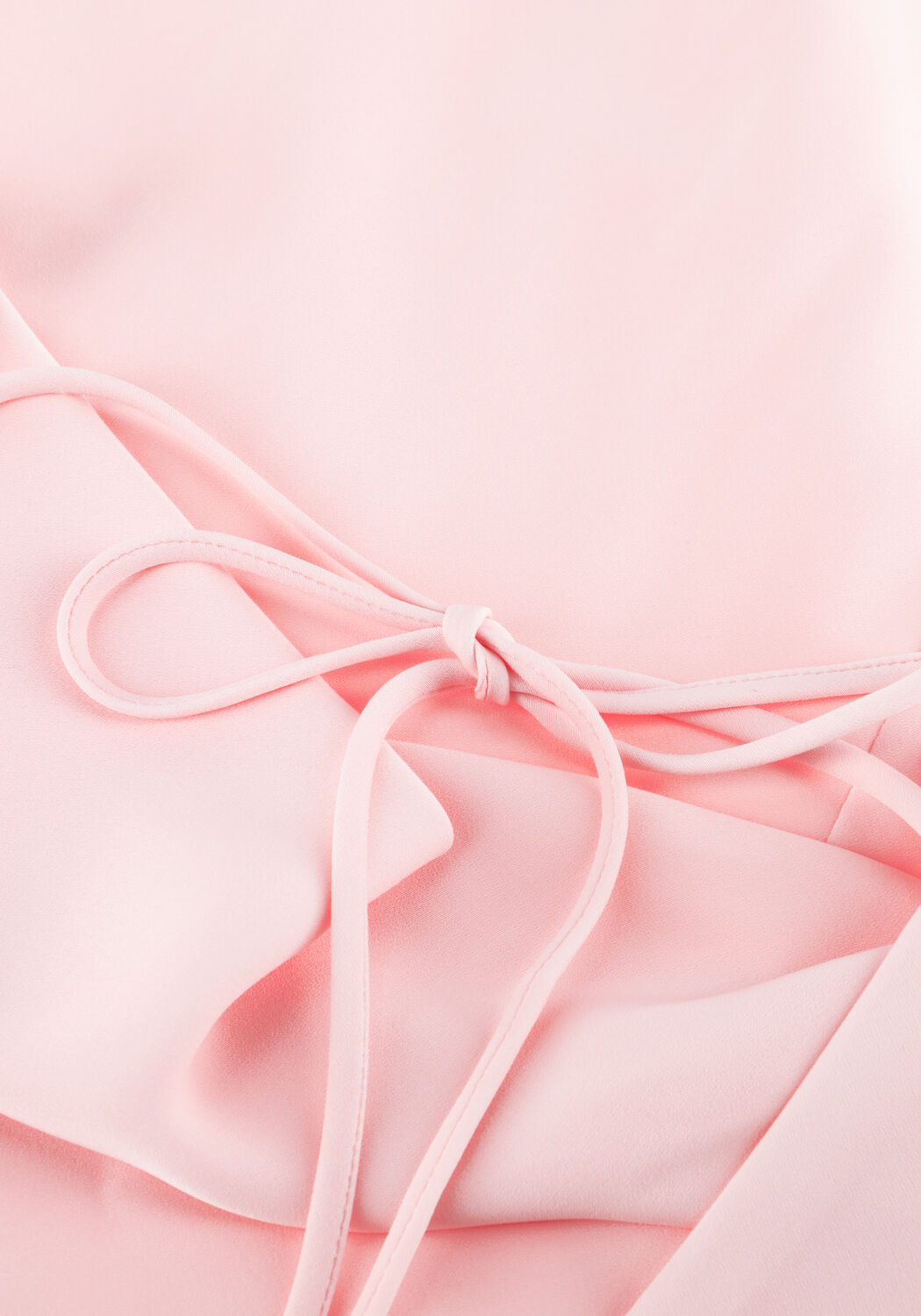 Pink Baby Eliana Draped Satin Maxi Dress in blush pink, featuring a flowing design and elegant draping for formal occasions.