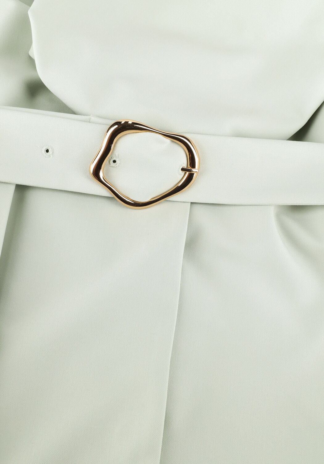Pink Baby Ronda belted blazer mini dress in sage green, featuring a tailored fit and stylish lapel collar.