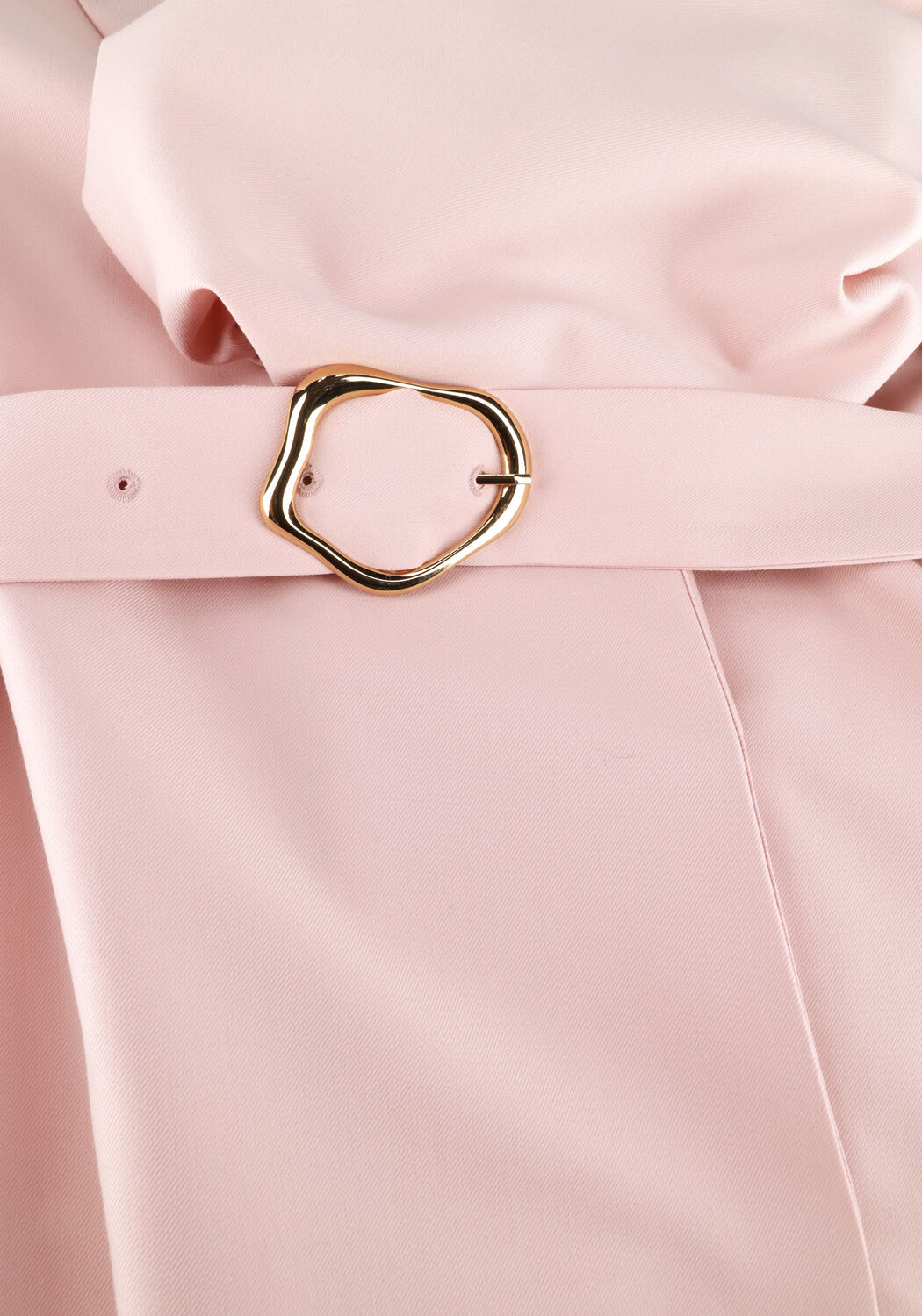 Pink Baby Arabella belted blazer mini dress in blush pink, featuring a tailored fit and stylish lapel collar.