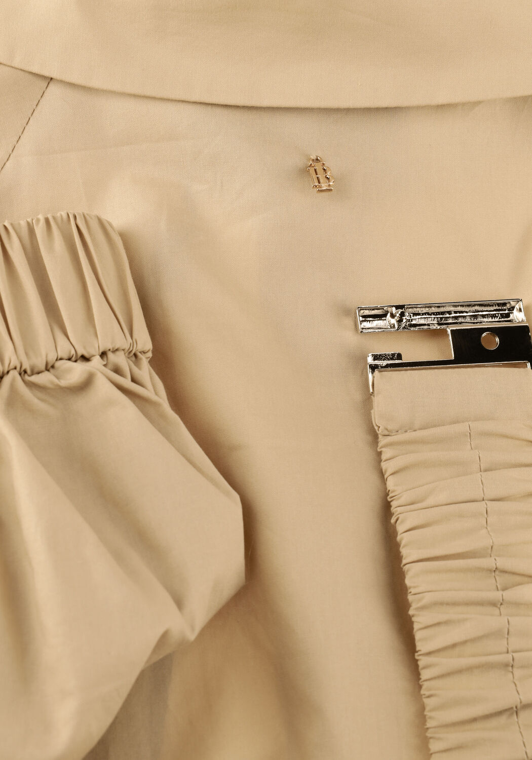 Pink Baby Sabine Belted Shirt Maxi Dress in sand beige, featuring a relaxed fit and belted waist, perfect for casual styling.