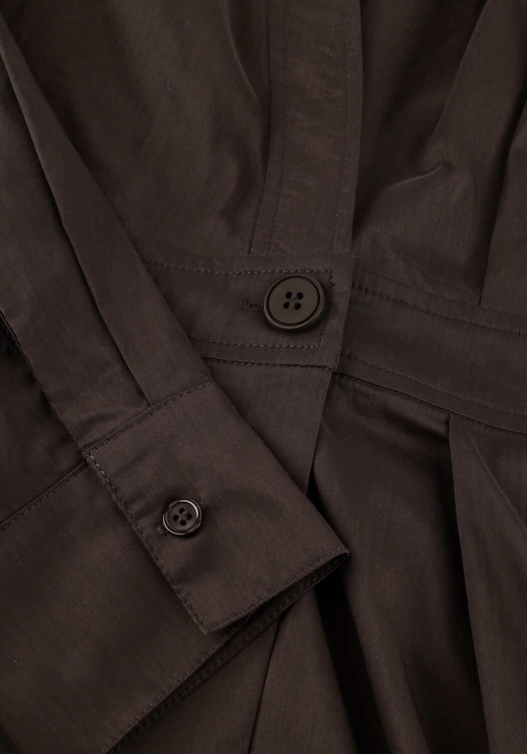 Pink Baby Elina tailored wrap midi dress in espresso brown, featuring a fitted waist and elegant midi length.