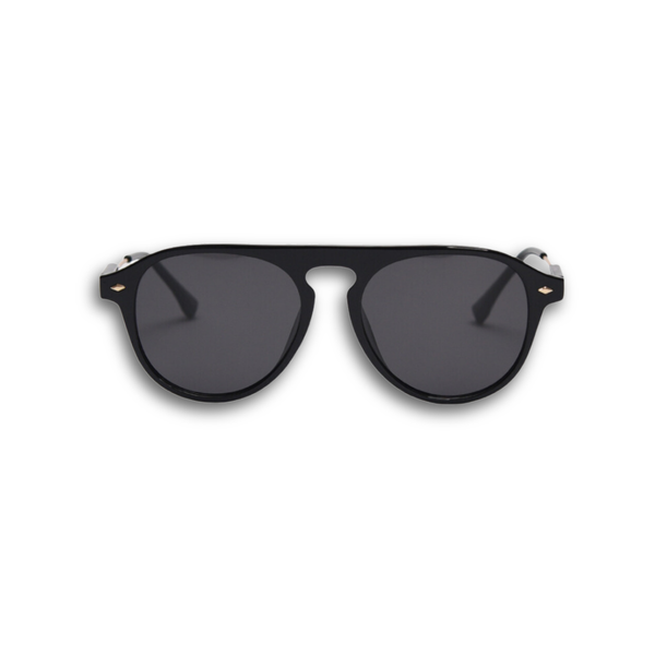 Pink Baby The Riley black sunglasses with rounded frames and tinted lenses, stylish eyewear for sun protection.