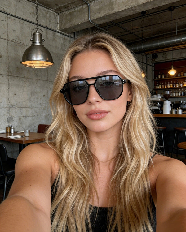 Pink Baby The Blake sunglasses with round frames and tinted lenses, stylish eyewear for a trendy look.