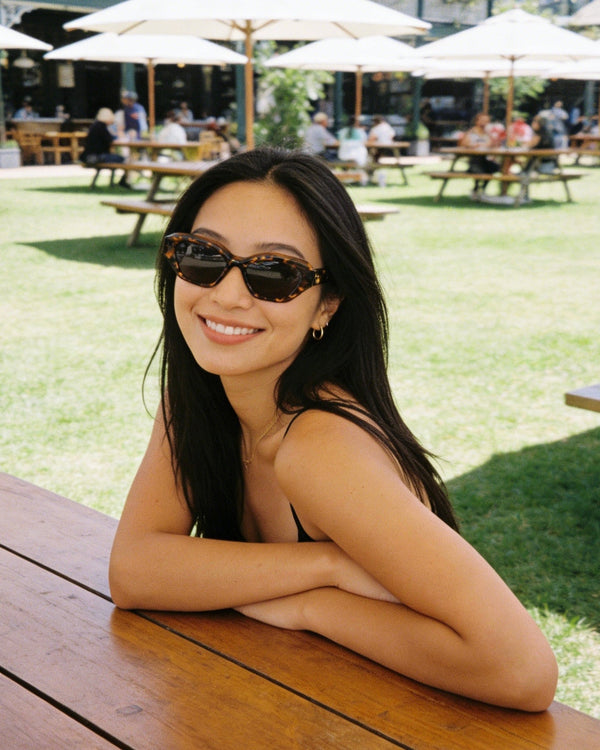 Pink Baby The Jamie tortoise-shell sunglasses with rounded frames and tinted lenses, stylish and protective eyewear for women.