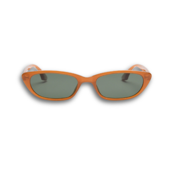 Pink Baby The Indie pumpkin-shaped sunglasses with orange frames and dark lenses, stylish and playful accessory for kids.