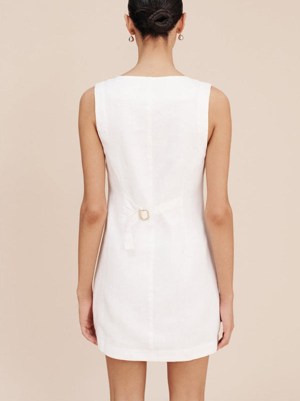 Pink Baby cotton button-front short dress, lightweight and casual with a fitted waist and short sleeves.