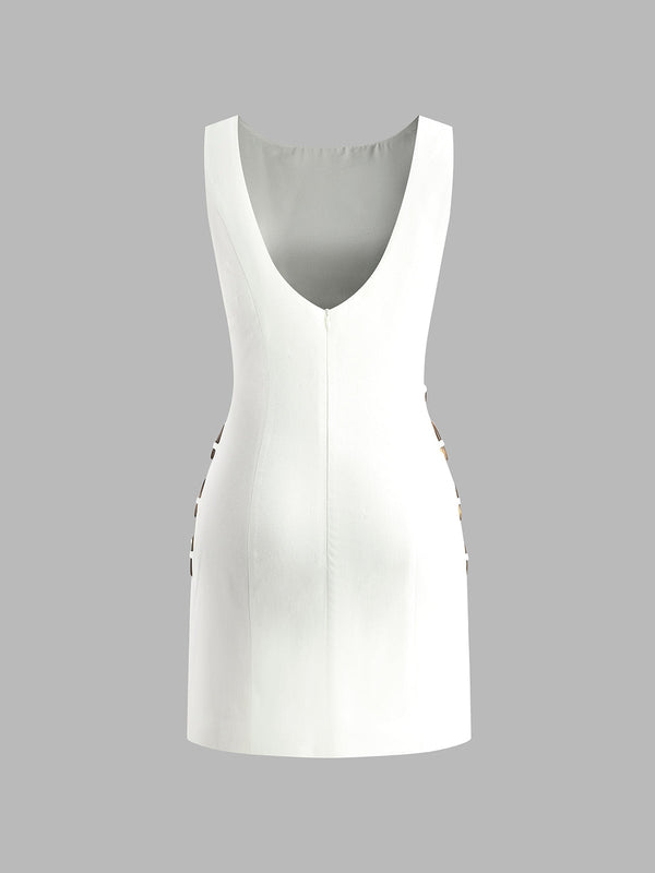 Pink Baby O-Ring Cutout Sleeveless Dress showing a stylish pink dress with cutout details and sleeveless design on a hanger.
