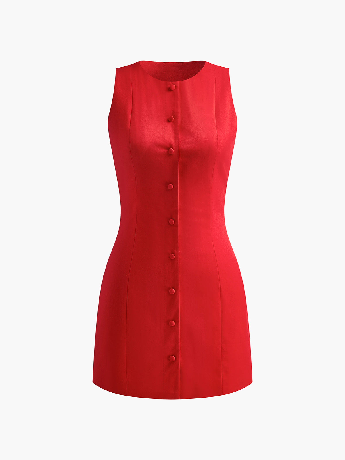 Pink Baby button-front sleeveless short dress with a fitted waist and casual style, perfect for warm weather.