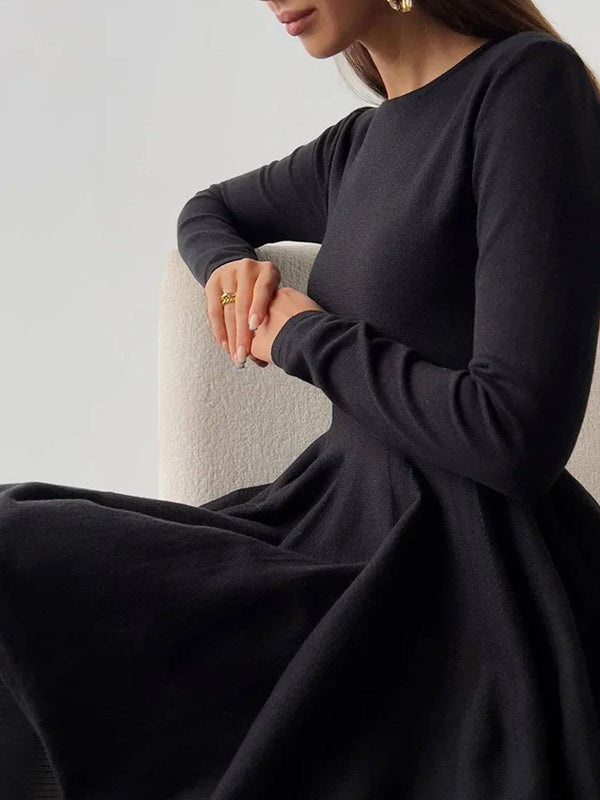 Pink Baby plain pleated sweater short dress showing a comfortable knit design with a fitted waist and short length.