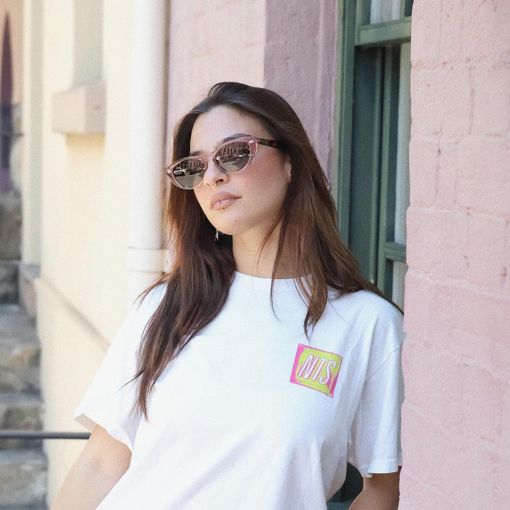 Pink Baby The Bailey pink sunglasses with rounded frames and tinted lenses, stylish eyewear for kids.