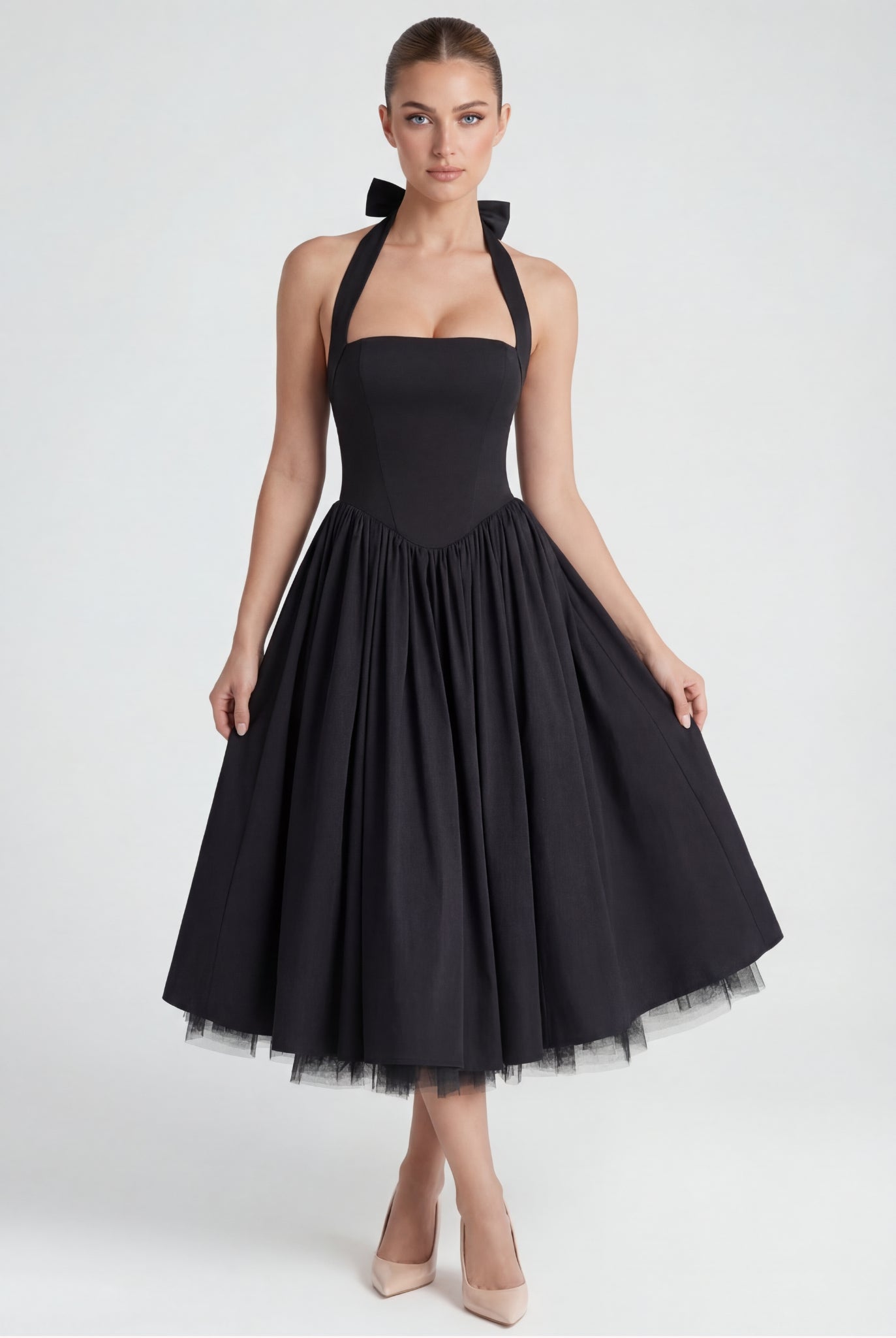Valentin Halter Midi Dress Black