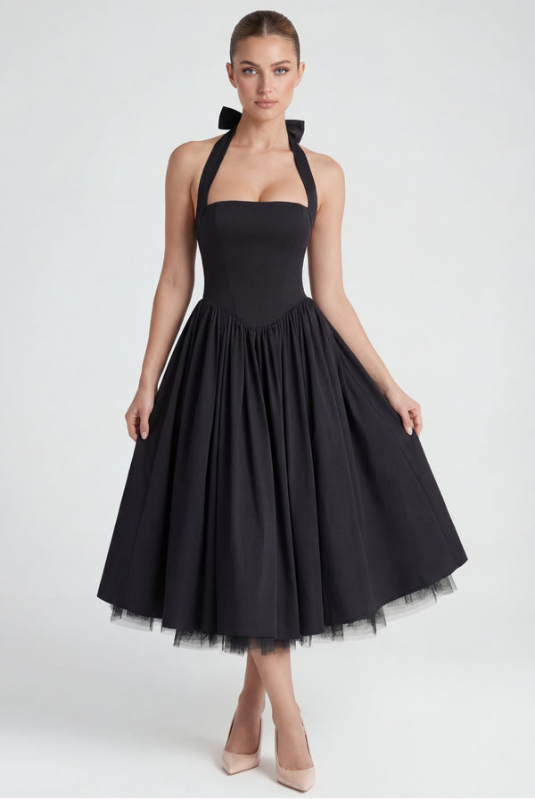 Valentin Halter Midi Dress Black