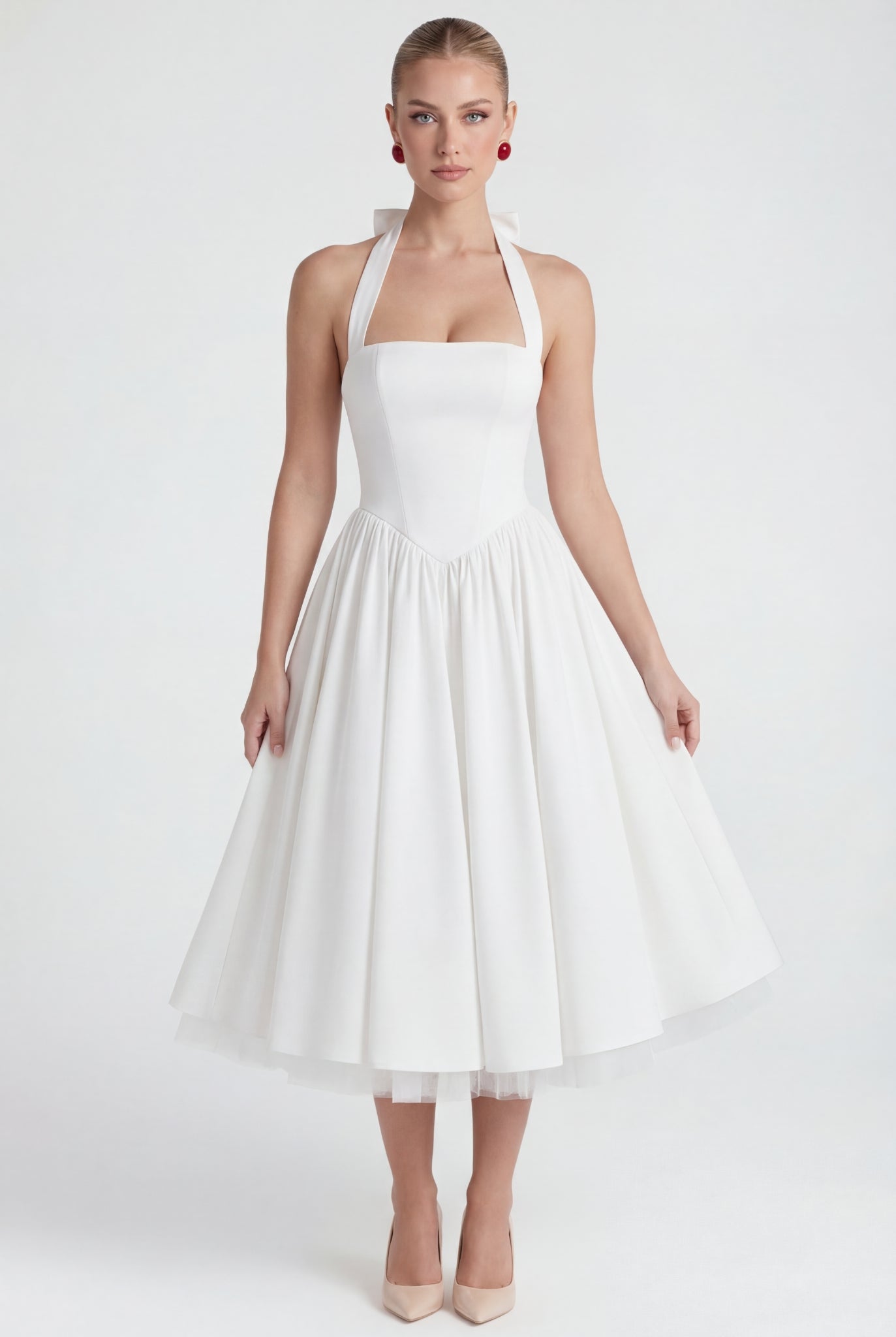 Valentin Halter Midi Dress Ivory