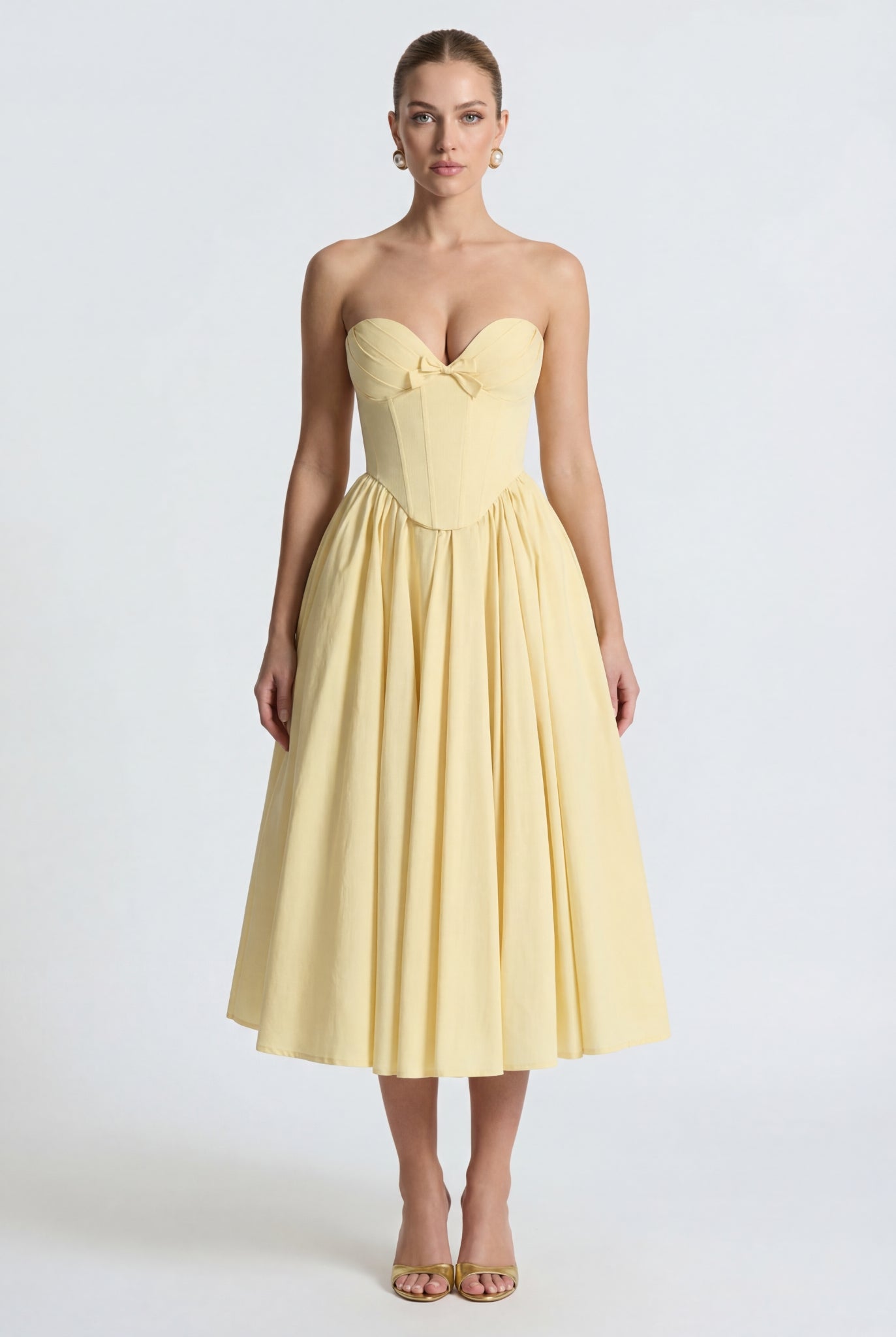 Seraphina Corset Midi Dress Lemon