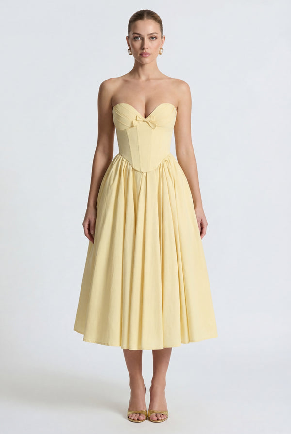 Seraphina Corset Midi Dress Lemon