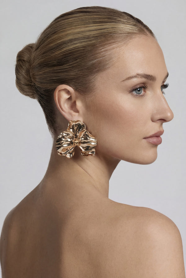 Orchidea Statement Earrings Gold