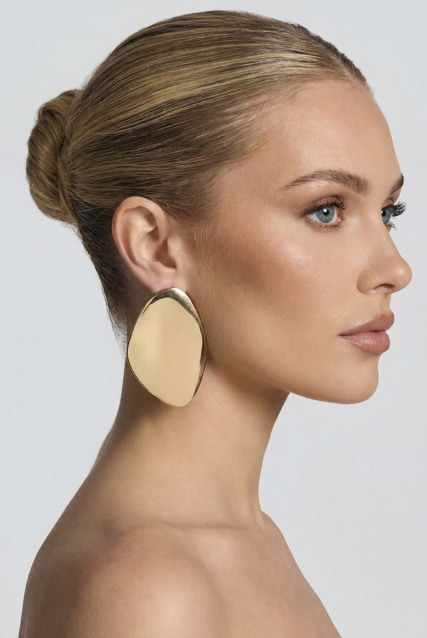 Luna Oval Gold Earrings