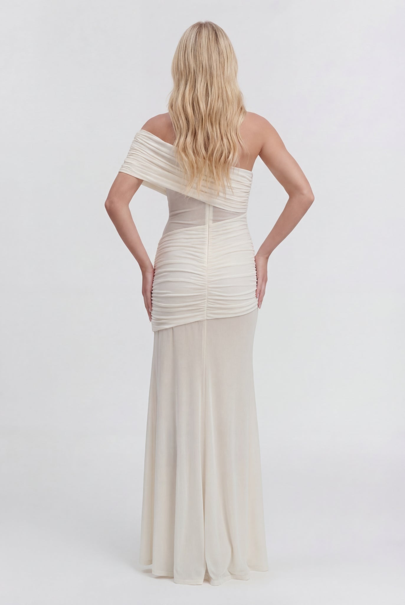 Venezia One Shoulder Maxi Dress White