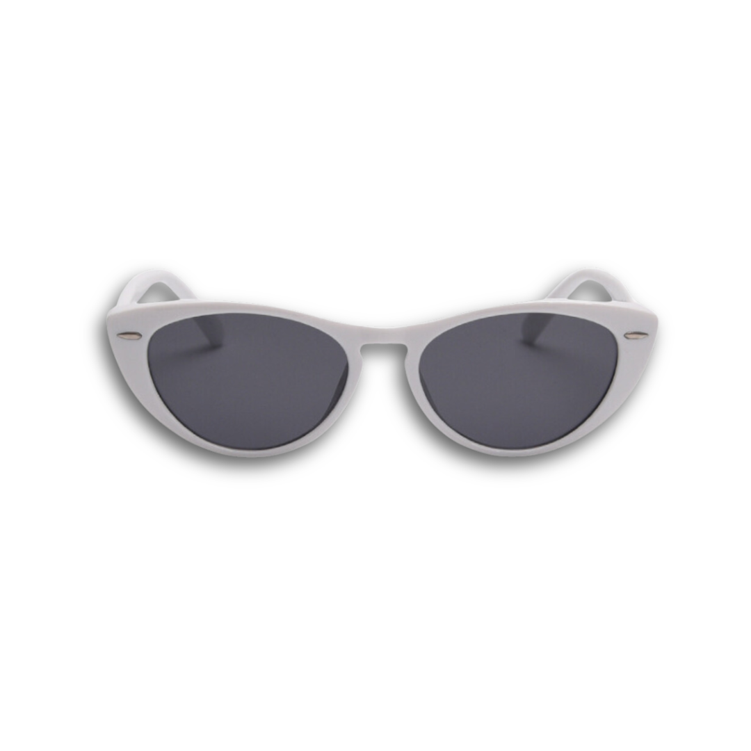 Pink Baby The Bailey sunglasses in white with rounded frames and tinted lenses for stylish sun protection.