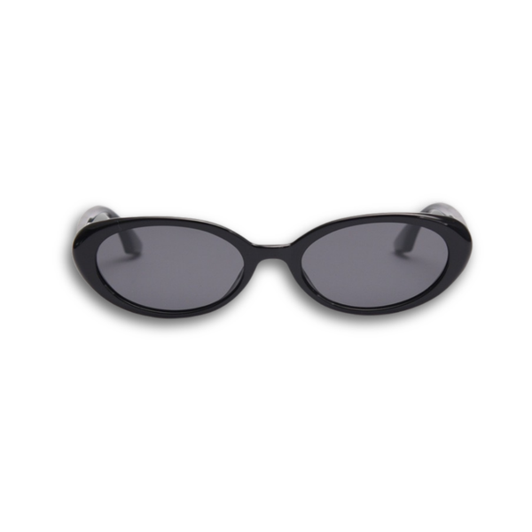 Pink Baby The Kyra black retro sunglasses with rounded frames and dark lenses, stylish accessory for sun protection and fashion.