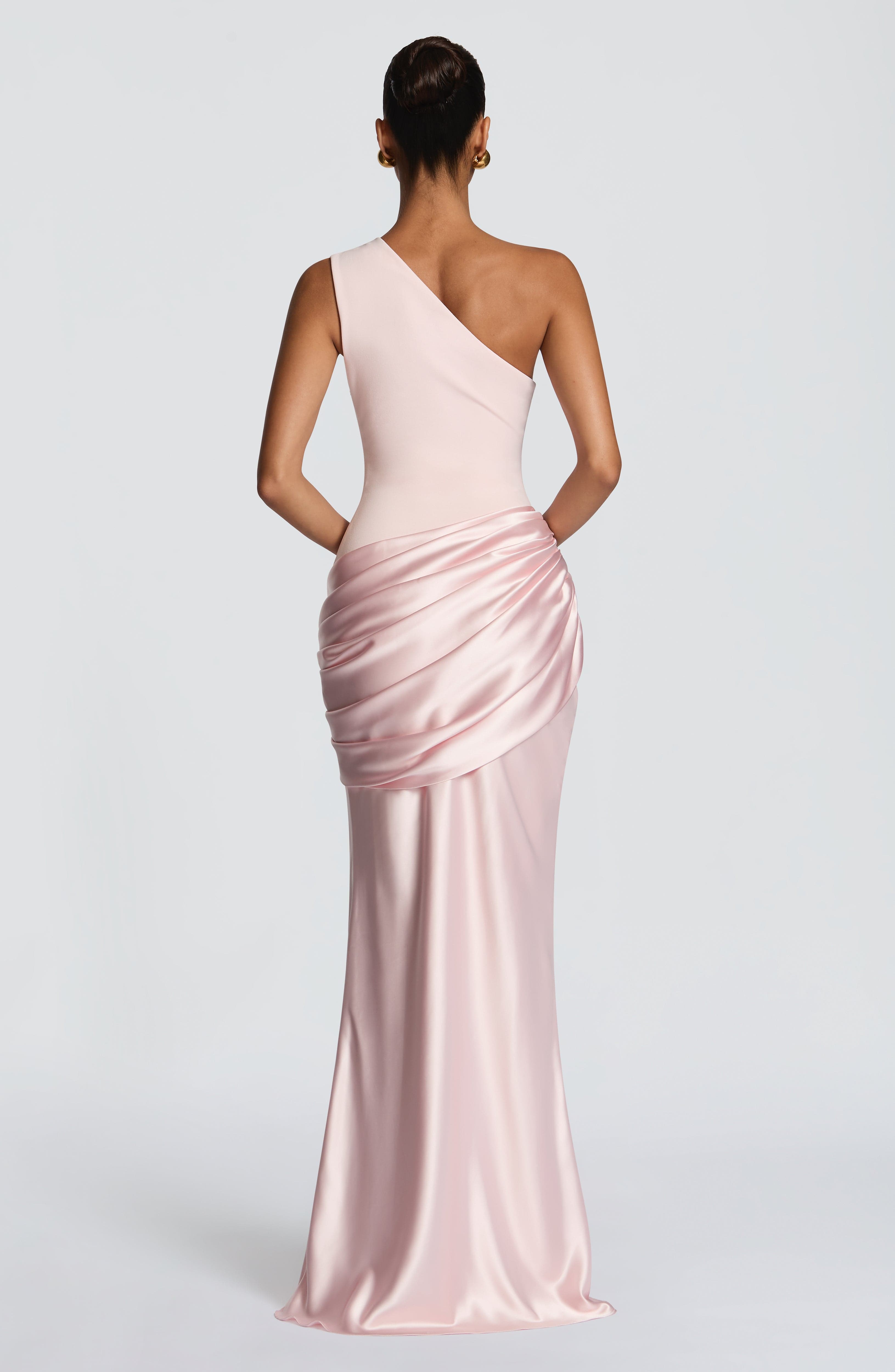 Pink Baby Sadona Maxi Dress in blush color, flowing fabric, sleeveless design, perfect for summer or special occasions.