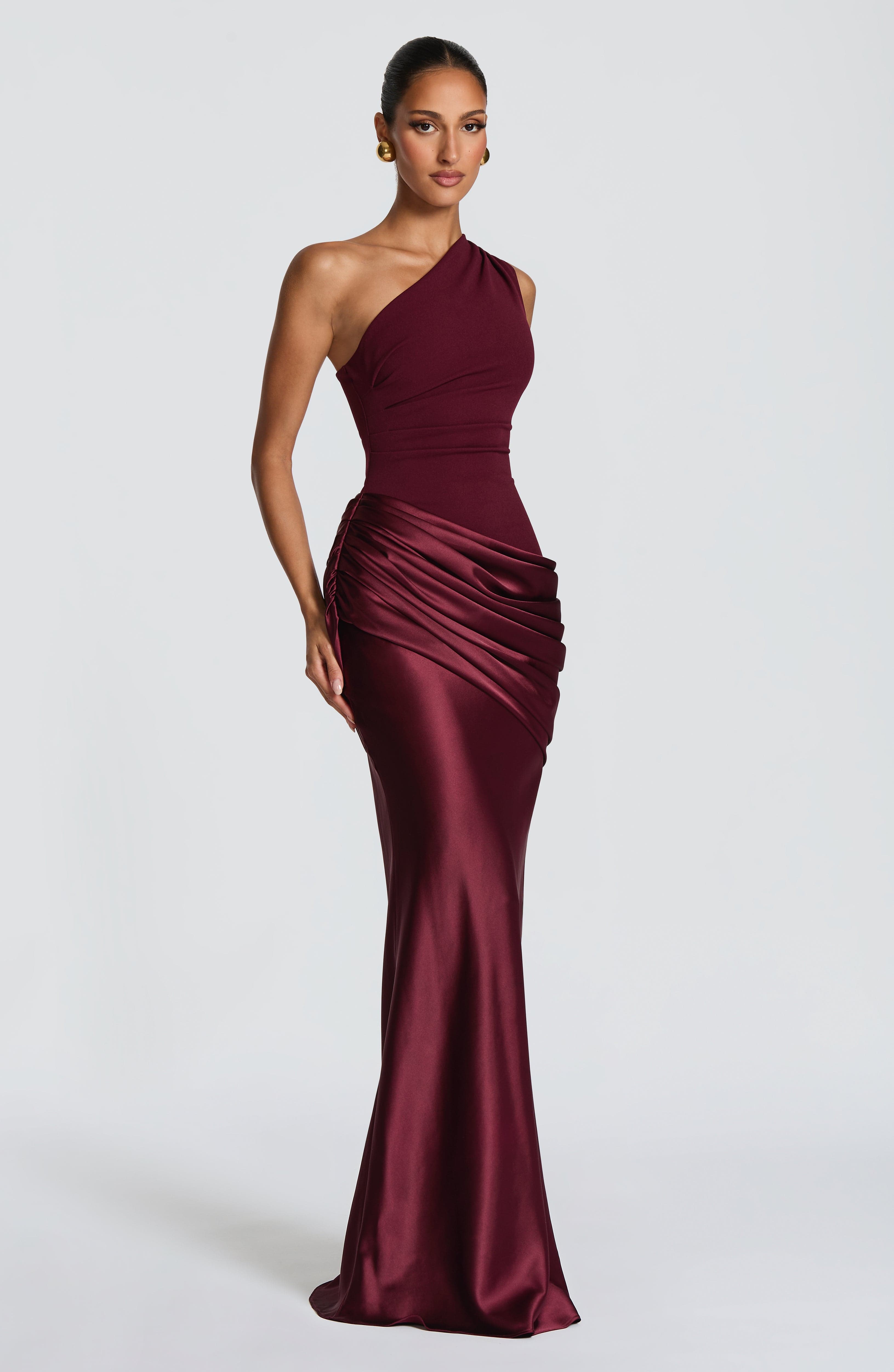 Pink Baby Sadona Maxi Dress in Cherry Lacquer with flowing fabric and elegant design, perfect for stylish occasions.